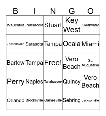 City Bingo Card