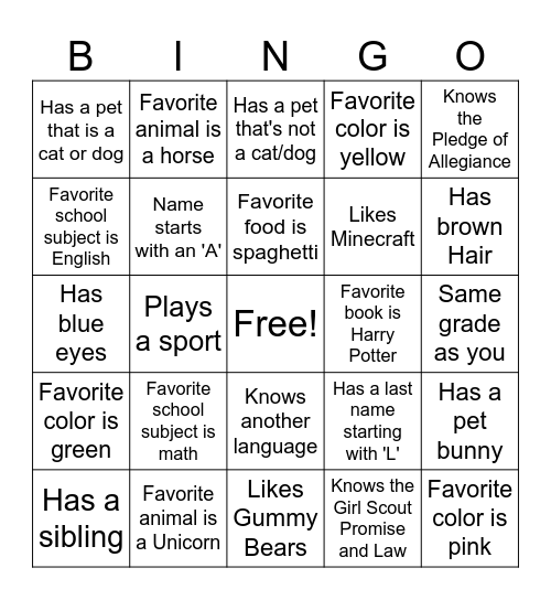 Make New Friends! (and keep the old) Bingo Card