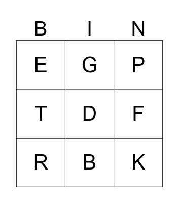Alphabet bingo Card