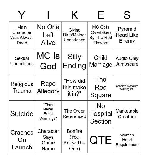 Silent Hill F Bingo Card