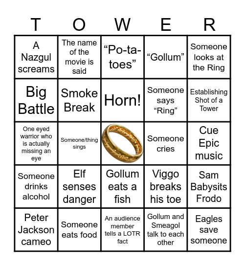 LOTR - The Two Towers Bingo Card