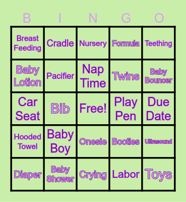 Baby Bingo Card