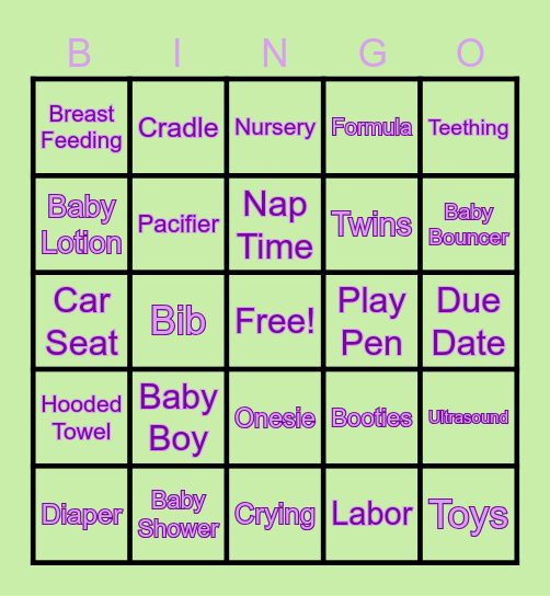 Baby Bingo Card
