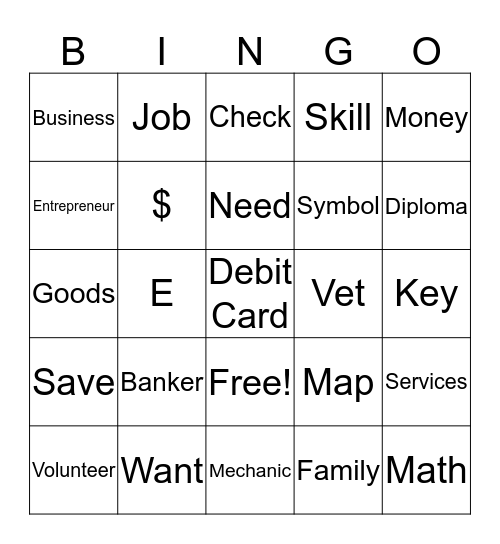 Junior Achievement Bingo Card
