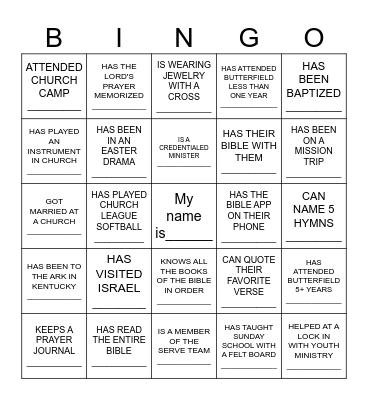 Butterfield Bingo: Find Someone Who... Bingo Card