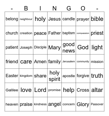 Catholic Scripture Bingo Card