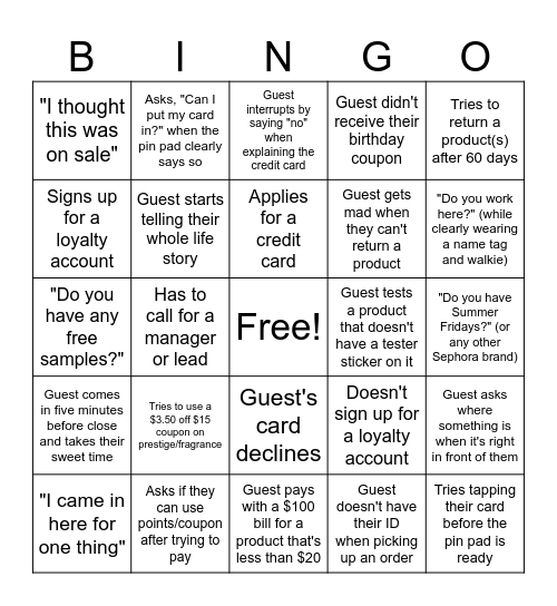 Ulta Bingo Card
