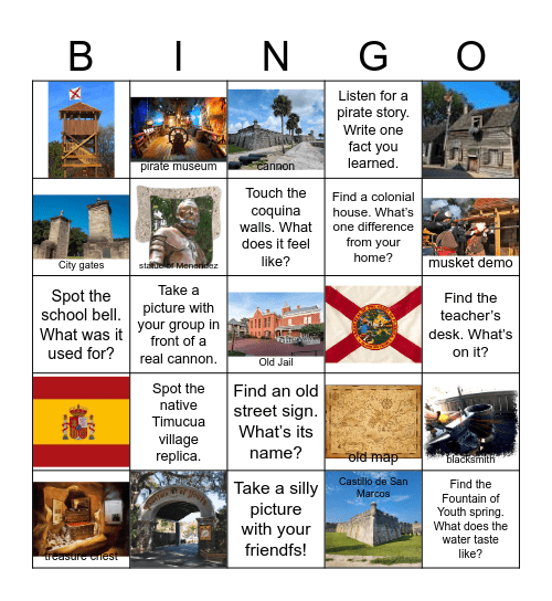 St. Augustine Scavenger Bingo Card