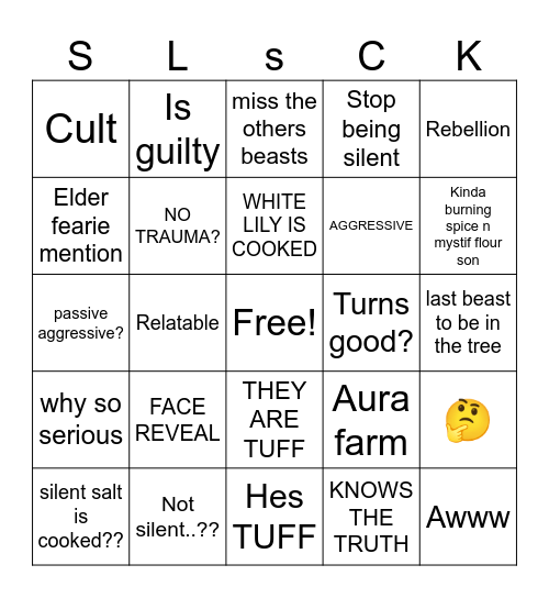 Silent salt Bingo Card