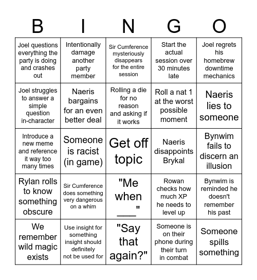 Dozing Dragon Bingo Card