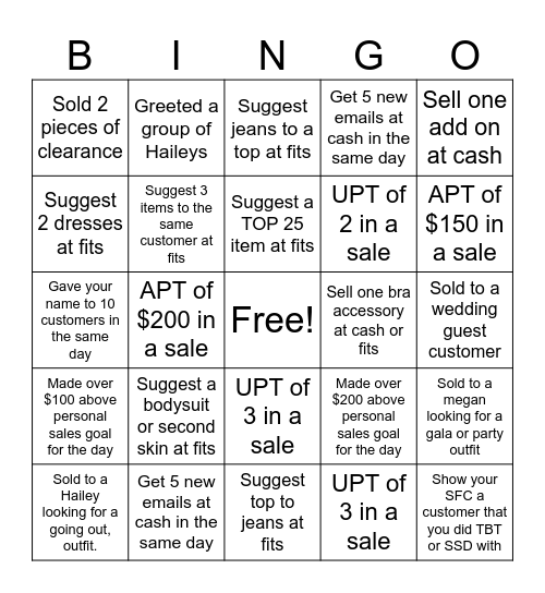 Envy & Grace BINGO Card