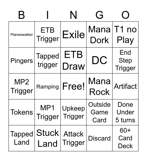 Bingo the Gathering Bingo Card