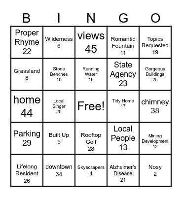 Unit 7 Vocabulary - Bingo Card