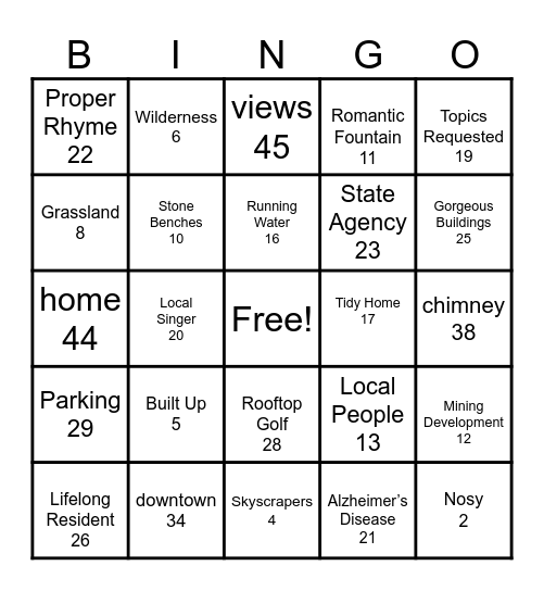 Unit 7 Vocabulary - Bingo Card