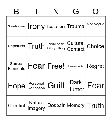 On the Rainy River Bingo Card