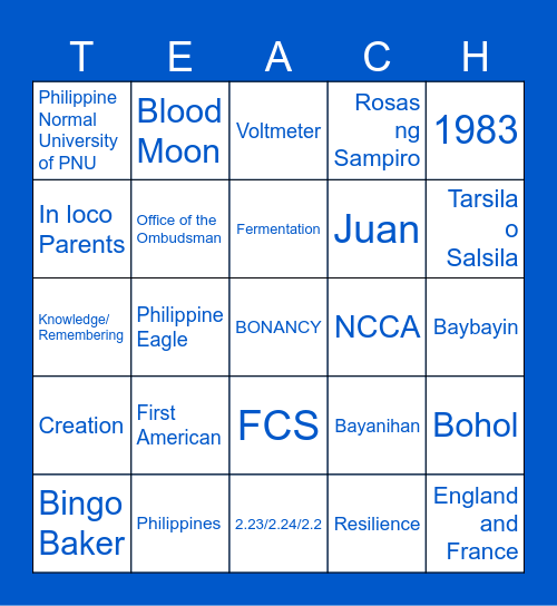 BONANCY Bingo Card