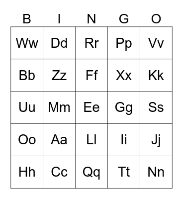 Alphabet Bingo Card