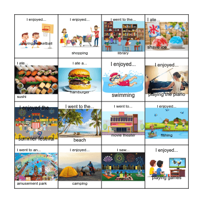 summer vacation (bingo) Bingo Card