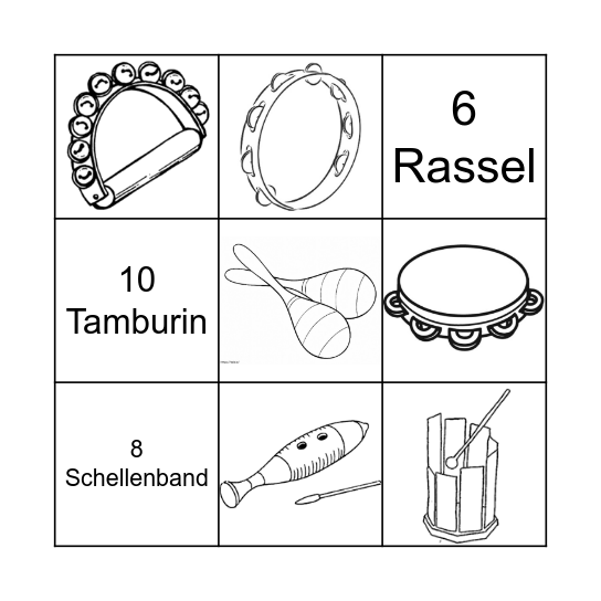 Percussioninstrumente Bingo Card
