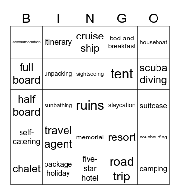 HOLIDAY VOCABULARY Bingo Card