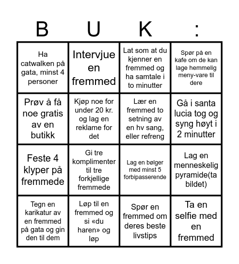 SPORTY SPICE Bingo Card