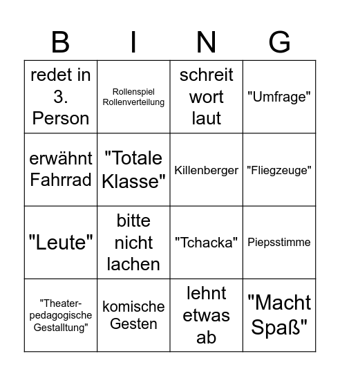 Autisten Bingo Card