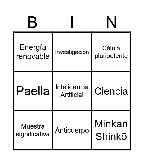 ACE Japón Bingo Card
