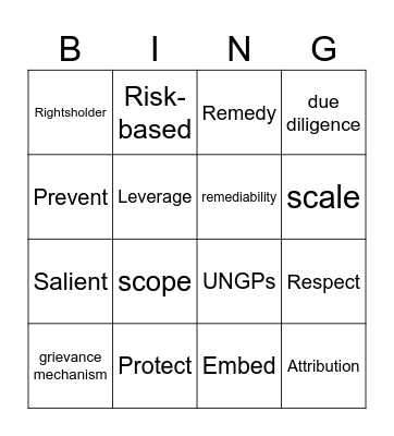 Human Rights Lingo Bingo Card