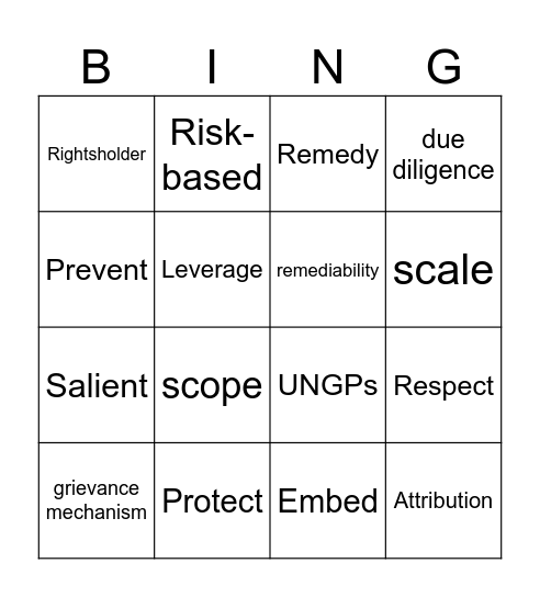 Human Rights Lingo Bingo Card