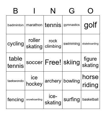 SPORTS Bingo Card