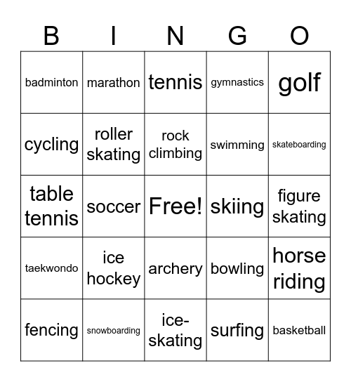 SPORTS Bingo Card