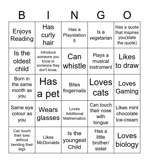 Interactive Human Bingo Card