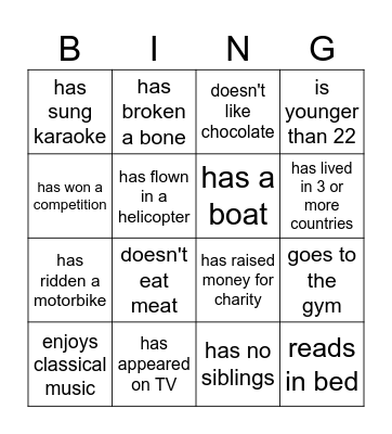 Find someone who... Bingo Card