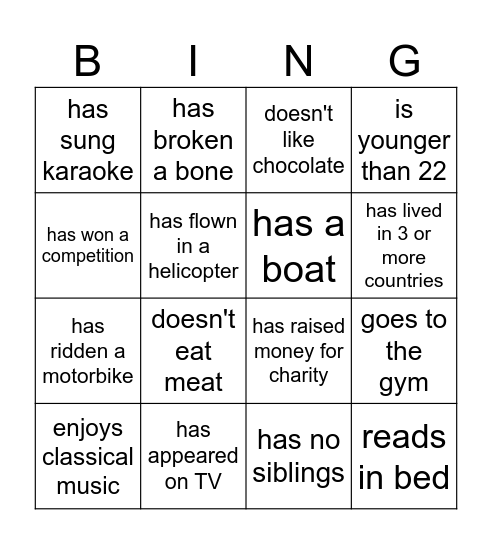 Find someone who... Bingo Card