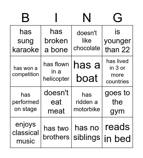 Find someone who... Bingo Card