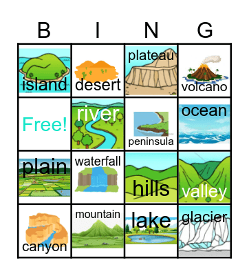 Landform Bingo Card