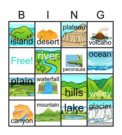 Landform Bingo Card