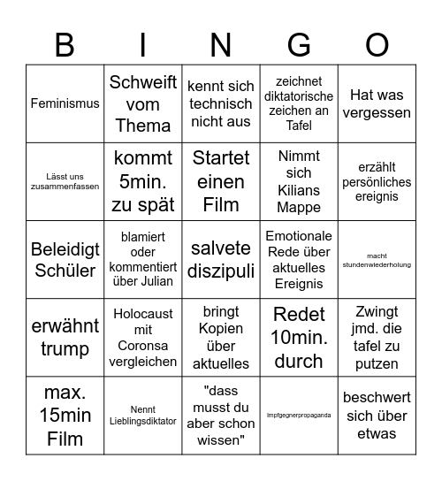 Ploder Bingo Card