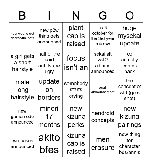 anni5 bingo Card