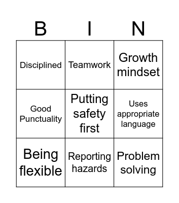 Professional Bingo Card