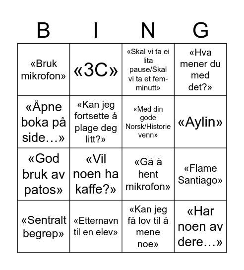 SPANGEN Bingo Card