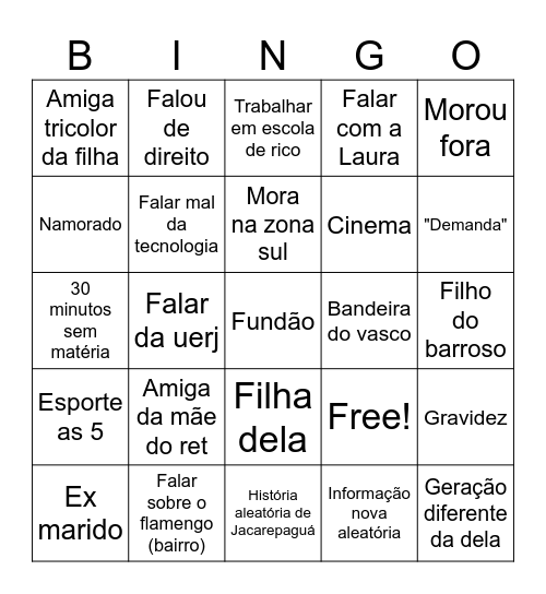 Aula da Erika Bingo Card