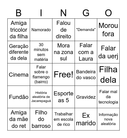 Aula da Erika Bingo Card