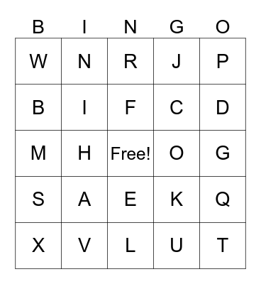 Alphabet BINGO Card