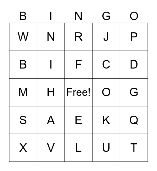 Alphabet BINGO Card