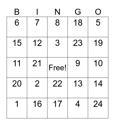 "American History" Bingo Card