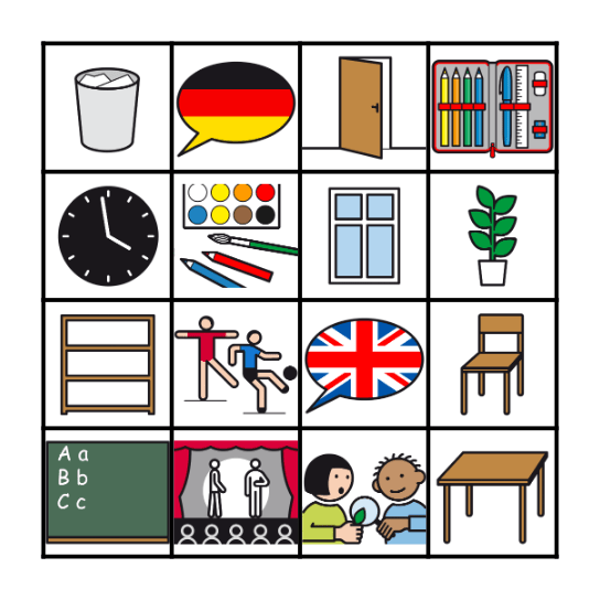 At school Bingo Card