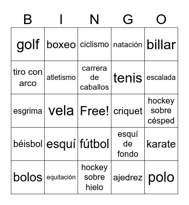 Deportes Bingo Card