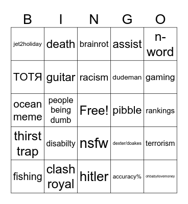 instagram Bingo Card