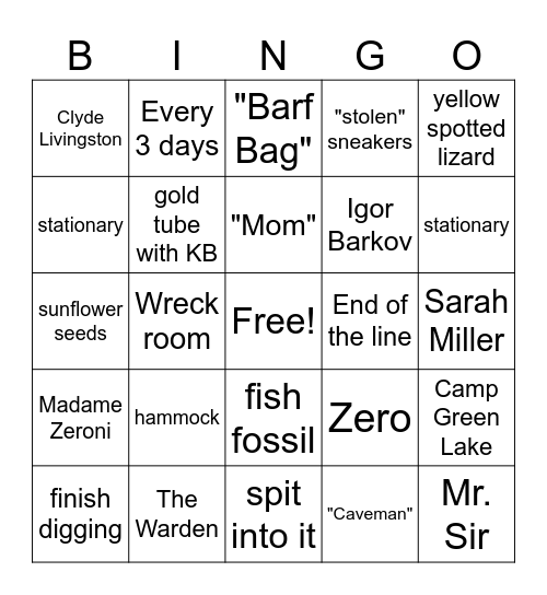 Holes Bingo CH 1-20 Bingo Card